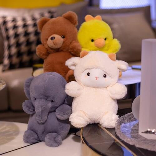 23cm Cute Cartoon Sheep Chicken Elephant Bear Plush Toys Stuffed Lovely Animals Pillow Dolls For Kids Girls Birthday Gifts