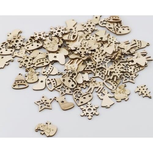 50PCS Wooden Snowflake Ornaments Cutouts for Christmas Embellishments Christmas Tree Hanging Decoration and DIY