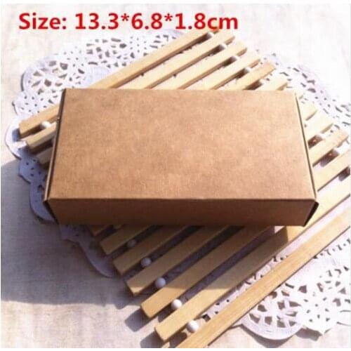 50pcs/lot-13.3*6.8*1.8cm Blank Brown Carton Kraft Box, Gift Packing Boxes, Soap Packaging, Storage Item Aircraft box
