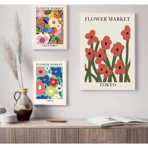 Abstract Colorful Flower Market Matisse Japan Wall Art Canvas Painting Nordic Posters and Prints Wall Pictures Living Room Decor
