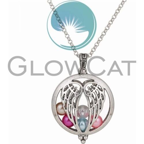 Aroma Diffuser Angel Wing Open Antique Vintage Lockets Pendant Perfume Essential Oil Aromatherapy Locket Necklace