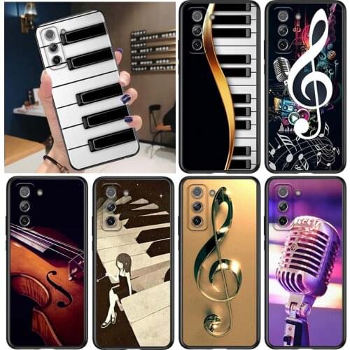 Love Music Guitar for Samsung Galaxy S21 Ultra Plus Note 20 10 9 8 S10 S9 S8 S7 S6 Edge Plus Black Phone Case