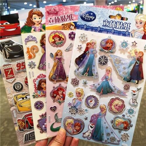Disney Shiny Laser Sticker Premium Children Cartoon Sticker Frozen Sticker Sophia Princess Sticker