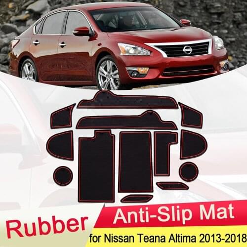 For Nissan Teana Altima L33 2013~2018 Rubber Anti-slip Mat Door Groove Cup Phone Pad Gate Slot Coaster Car Accessories 2014 2015