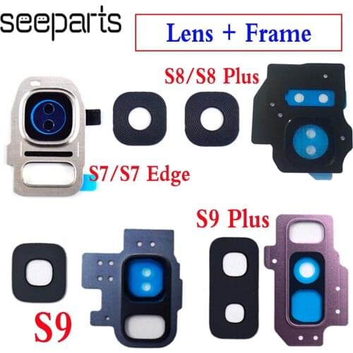 For Samsung Galaxy S7 S7EDGE S8 S8 Plus S9 S9 Plus Rear Camera Lens + Frame For Samsung s7 s8 s9 Lens Frame Replacement Parts