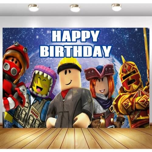 Roblox Boy Birthday Kids Party Backdrop Photography Earth Space Sky Cartoon Theme Table Decor Photo Background Table Decor