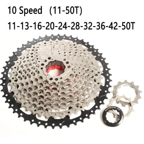 10 Speed 11-50T Bike Cassette Freewheel For MTB Mountain Bike Cassette Bicycle Parts nickel chrome silver