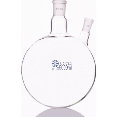 Two-necked flask oblique shape,with two necks standard ground mouth,Capacity 5000ml,Middle joint 34/45 and lateral joint 24/40