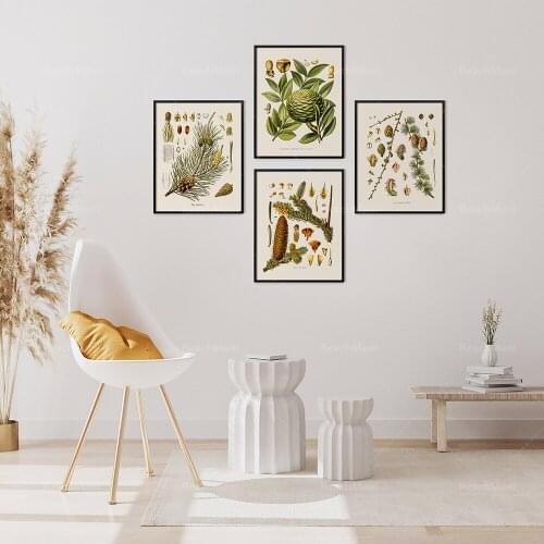 Fall Collection No. 3, Set of Four Pinecone Botanical Prints, Autumn Art, Fall Art, French Wall Art, Giclée Prints, Fall Decor