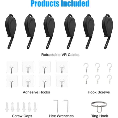For Oculus Quest 2 Accessory Hook Kit VR Cable Management 360 Rotating Ceiling Pulley System VR/AR Glasses Accessories