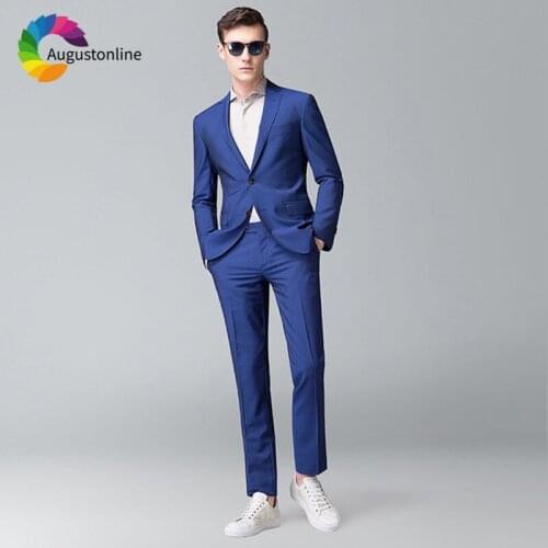 Royal Blue Wedding Men Suits Groom Wear Tuxedos Slim Fit Bridegroom Suits 2 Pieces (Jacket+Pants) Best Man Blazer