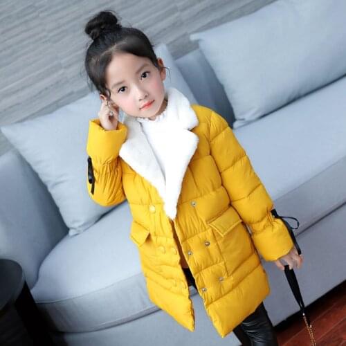 2020 Fall Winter New Girls' Cotton Padded Clothes Childrens Hand Stuffed Cotton Lapel Jacket Kids Thickened Warm Outerwear A703