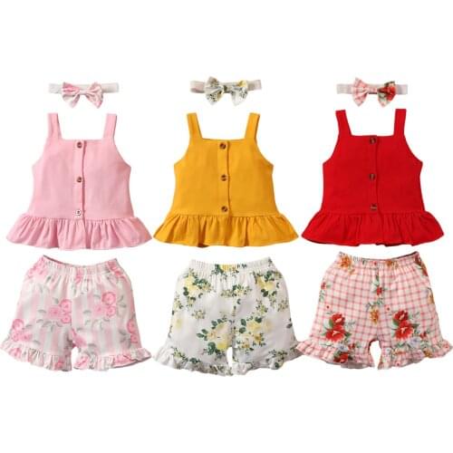 0-24M Baby Girls Summer Clothes Sets Casual Sleeveless Vest Tops Floral Shorts 2pcs Outfits Toddler Girls Fashion Clothing