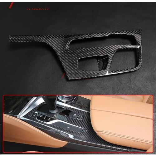 LHD Real Carbon Fiber Car Gear Shift Center Console Panel Cover Sticker Trim For BMW 5 Series G30 G31 2018 2019 2020 2021