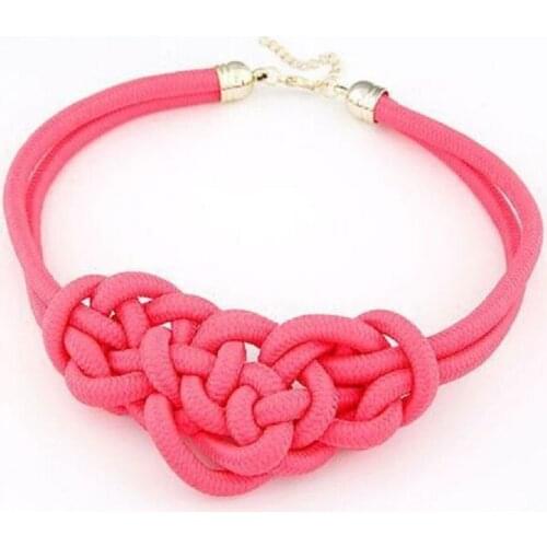 Hot handmade knitting trend temperament lady big flower necklace heart knot necklace woman best jewelry gift