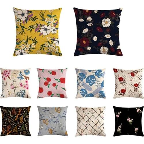 Floral Pattern Linen Cotton Cushion Cover Throw Pillow Car Home Decor Decoration Sofa Bed Decorative Pillowcase ZY681