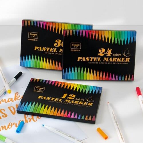 12/24/36Colors Pastel Markers Drawing Pen Gouache Colors Marker Set For Sketch Card Wood Diy Photo Aleum Signature Calligaphy