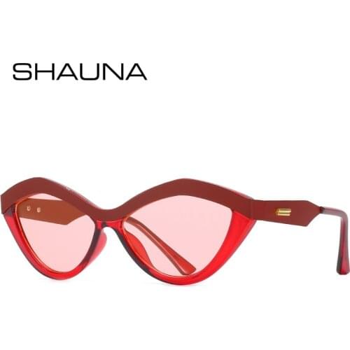 SHAUNA Ins Popular Fashion Cat Eye Oval Sunglasses Women Retro Brand Designer Men Colorful Mirror Shades UV400 Sun Glasses