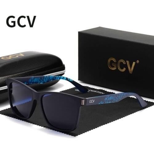 GCV Brand 2021 New Fashion Design Ultralight TR90 Square Frame Polarized Men Women Female Sunglasses Hawksbill Sports Tourism