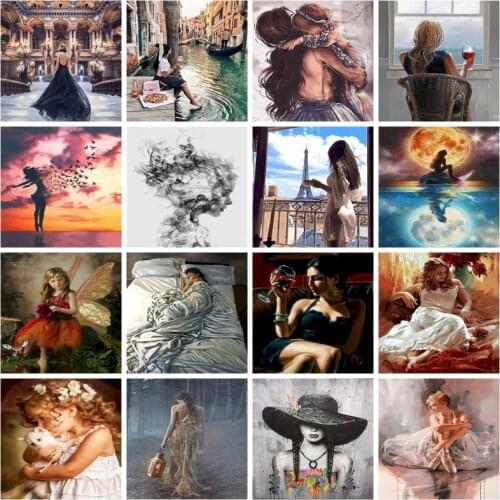 GATYZTORY DIY Painting By Numbers Portrait Handpainted Gift Unframe Oil Painting By Numbers Figure Girls Room Decoration