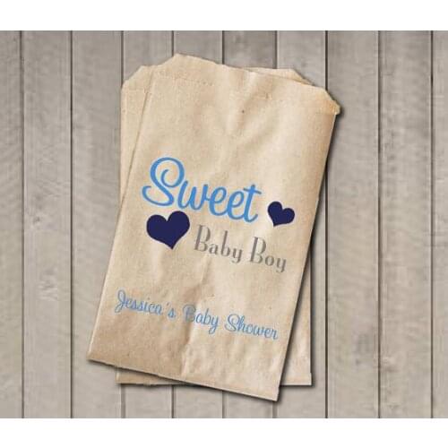 Personalized Sweet Baby Boy Baby Shower candy Buffet treat gift bar birthday Petal Toss bags Bakery Cookie Favor pouches
