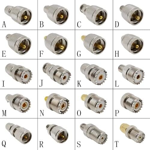 1Pcs UHF RF Adapter PL-259 SO-239 UHF Male Female to F/ TNC/ BNC/ SMA/ MCX/ FME/ Mini UHF Straight Coaxial Connector Converter