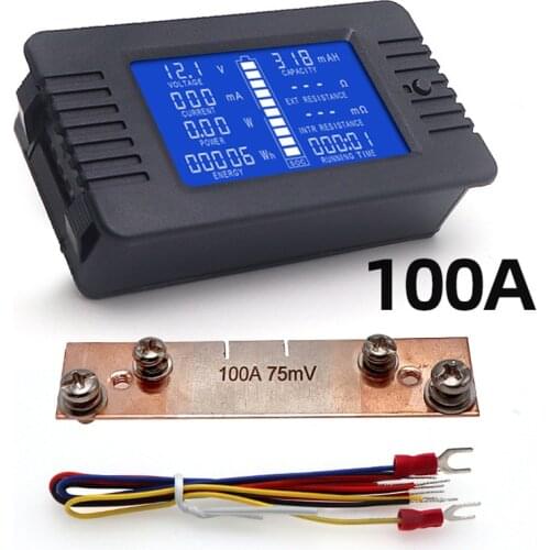 PZEM-015 Battery Tester Discharge Capacity Power Ammeter Voltmeter Energy Meter Impedance Resistance 100A Manganese Copper Shunt