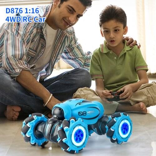 D876 1:16 4WD RC Car Radio Gesture Induction Music Light Twist High Speed Stunt Remote Control Off Road Drift Vehicle Model Gift