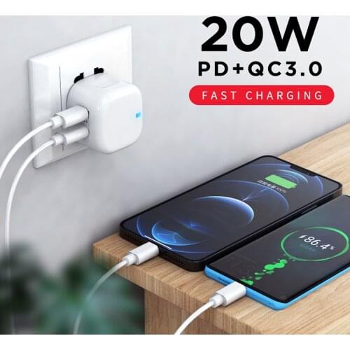 Fast Charging Connector For Apple iPhone 12 PD Wall Charger Travel PD Max 20W 3.0 Adaptor Quick Charger