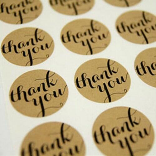 For DIY Hand Made Gift /Cake Candy Paper 3CM Tags/Thank You Love Self-adhesive Stickers Kraft Label Sticker 1Sheet Diameter