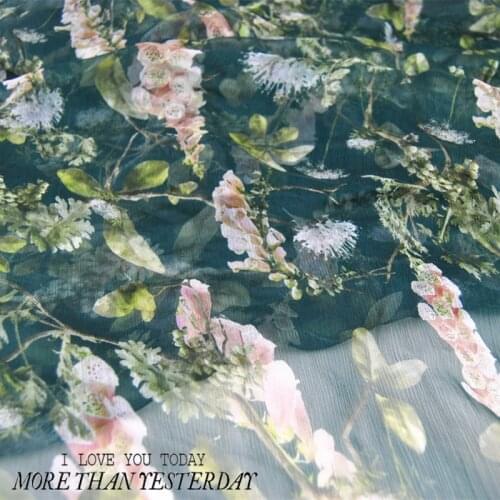 LEO&LIN Dark Green Large-Width Silk Georgette Chiffon Lightweight Dress Shirt Fabric Fabric DIY Sewing