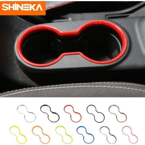 SHINEKA ABS Car Interior Front Water Cup Holder Cover Decoration Stickers Accessories For Jeep Wrangler JK 2011-2017 Car Styling