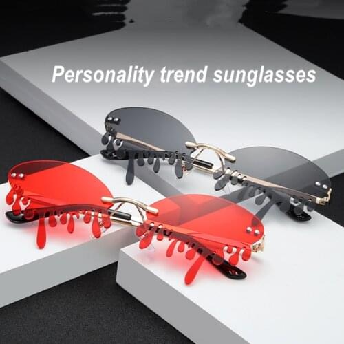 New Rimless Fashion Trend Irregular Tears Cycling Sunglasses Women Vintage Personality Trend Eyewear Men Funny Sunshade UV400