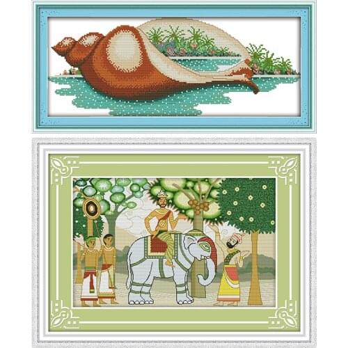 Southeastern Style&conch DIY Needlework Craft 11CT14CT Scenery Printed Pattern Cross Stitch Kit Counted on Canvas Embroidery Set