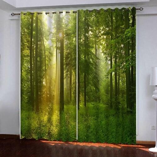 Modern Home Decoration Living Room bedroom kitchen Curtains 3d Green nature photo Blackout Window Drapes 3D Curtain
