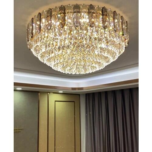 Modern simple light luxury crystal ceiling lamp warm and romantic led bedroom lamp round high-end living room lamp