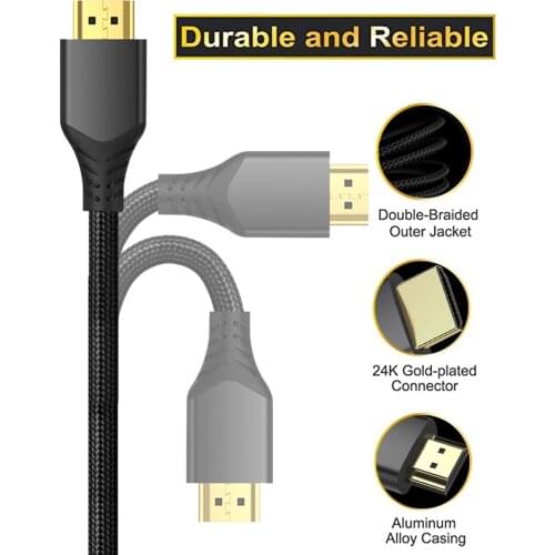2m HDMI 2.1 Cable Ultra High-speed 8K/60Hz 4K/120Hz for Xiaomi Mi Box PS5 HDMI Splitter Cable HDMI Dolby Vision 48Gbps HDMI