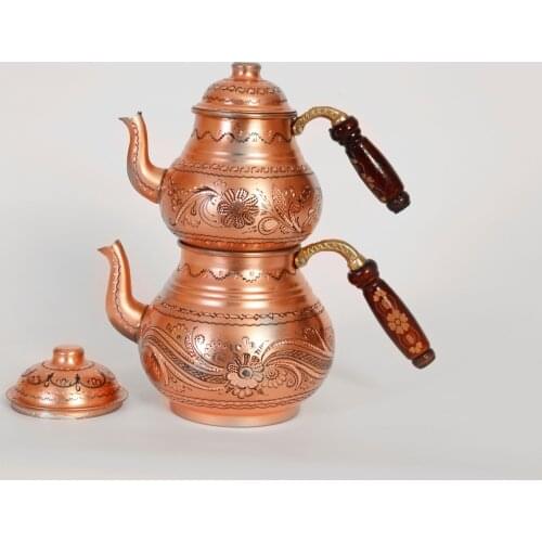 Turkish Copper Teapot Kettle Stovetop as Teapots Set-Stainless Whistle Serving and handmade set wrought teapot tea kett