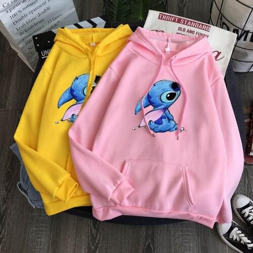 2021 Stitch Womens Hoodie Lovers Shirt Casual All-match Sweatshirt Men And Women Cute Cartoon Pullovers For Teenage Girls