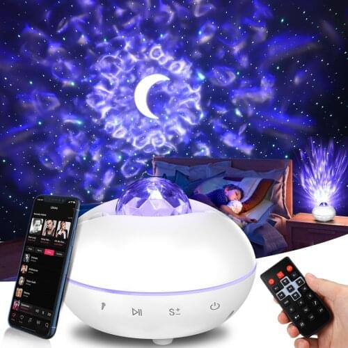 Star Projector with LED Ocean Wave Galaxy Night Light Starry Sky LED Lamp BT Music Speaker Baby Bedroom Decor Projectoion Lamp