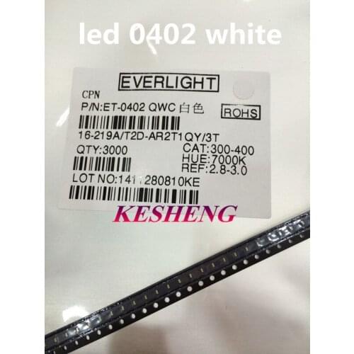 0402 LED light-emitting diode smd 0402 white 0402 SMD LED 1.0*0.5*0.4MM 1005 super bright 6000-8000K 6000pcs