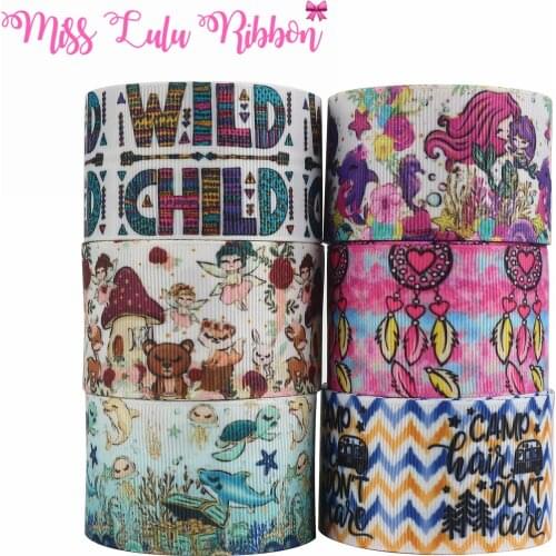 16mm-75mm Wild Animal Printed FOE Grosgrain Ribbon DIY Hair Bowknots 50yards/roll