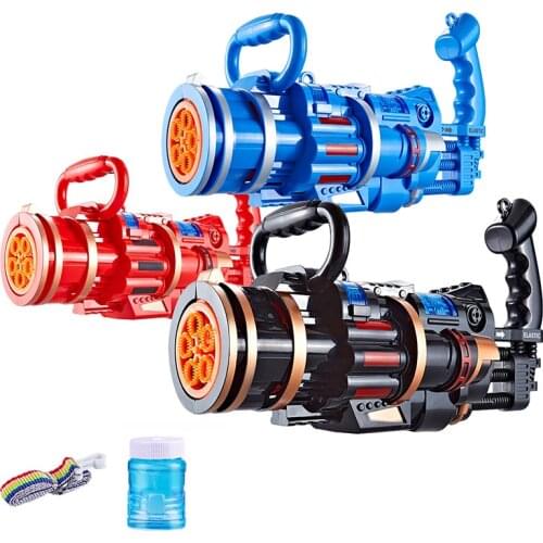 2-in-1 Electric Gatling Bubble Gun Toys Bubble Maker Machine Kid Toy Children Summer Outdoor Fun Guns Game Soapy Water Blower