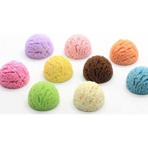 20/100pcs 2020 New Round Resin Ice Cream Flatback Cabochon Sweet Summer Miniature Dollhouse Food for Phone Decoration Crafts Mak
