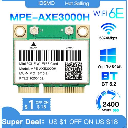 2974Mbps WiFi 6 Bluetooth 5.0 Dual Band 2.4G/5Ghz 802.11ax/ac Wireless Adapter Half Mini PCI-E Network Wlan WiFi Card MU-MIMO