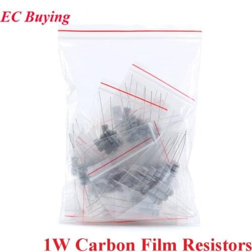 300pcs 1W Carbon Film Resistors 0.1 Ohm to 750 ohm or 1K to 2M 5% Assorted Kit Resistance 30 Values*10pcs