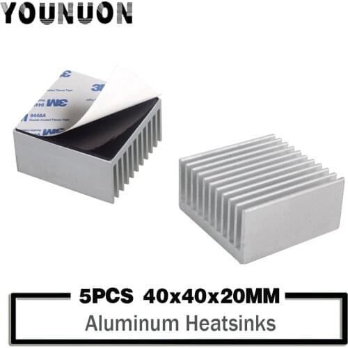 5 Pieces Gdstime 40x40x20mm Aluminum HeatSink Heat Sink Radiator for Electronic Chip LED RAM Cooler Cooling