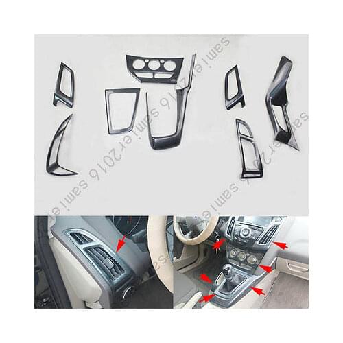 8pcs Carbon Fiber Color Gear Shift + Air outlet Cover Trim for Ford Focus 2012