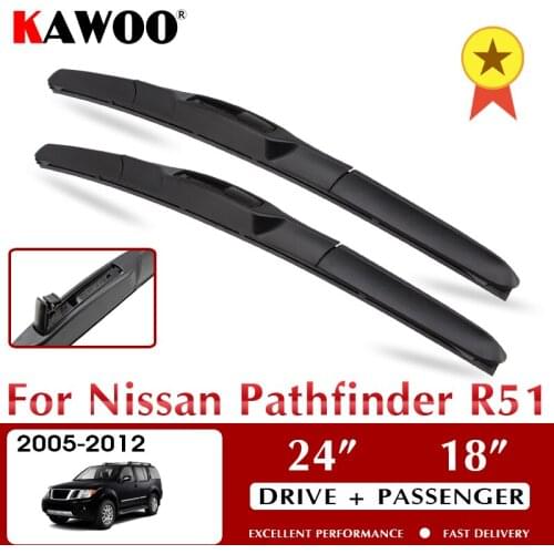 KAWOO Wiper Car Wiper Blades For Nissan Pathfinder R51 2005-2012 Windshield Windscreen Front Window Accessories 24"+18" LHD RHD