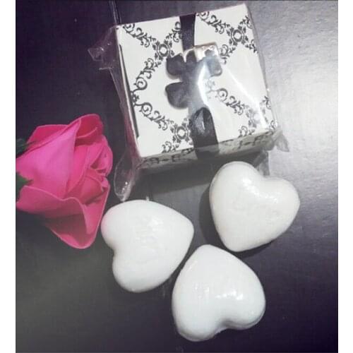 Free shipping wholesale white cute love heart shape love scented soap wedding favor gift box creative baby shower